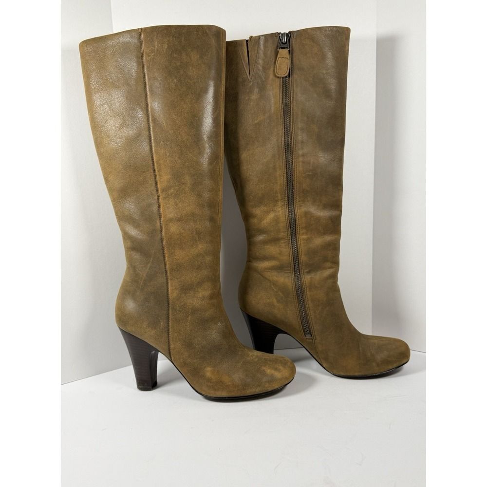 Fossil Tall Leather Riding Boots Brown Zip Classic Knee Western Academia Women 8 - Picture 5 of 16